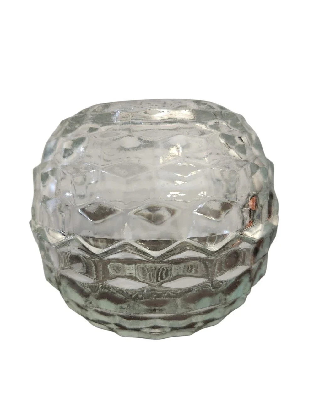 Vintage Homco Fairy Light Lamp Clear Glass Geometric Candle Holders Cottagecore